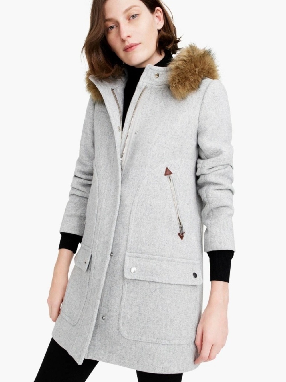 J. CREW CHATEAU PARKA IN GRAY ITALIAN STADIUM CLOTH WOOL A-LINE JACKET G9093